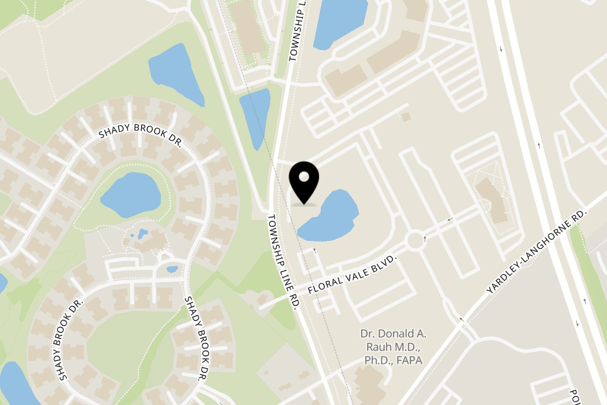 Map showing the location of Purple Leaf Chinese & Japanese Cuisine on 119 Floral Vale Blvd in Yardley